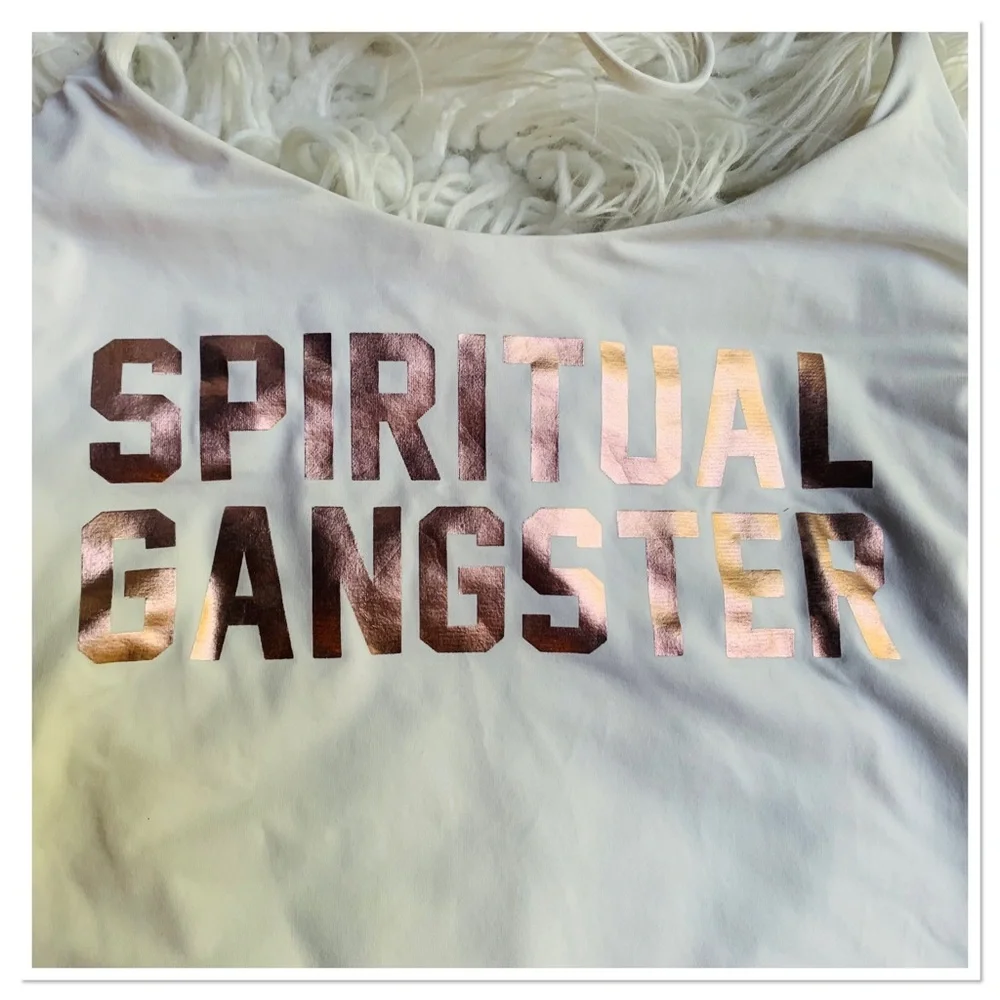 Spiritual Gangster Retreat One Piece Swimsuit White Gold Lettering Size Medium - Picture 2 of 9